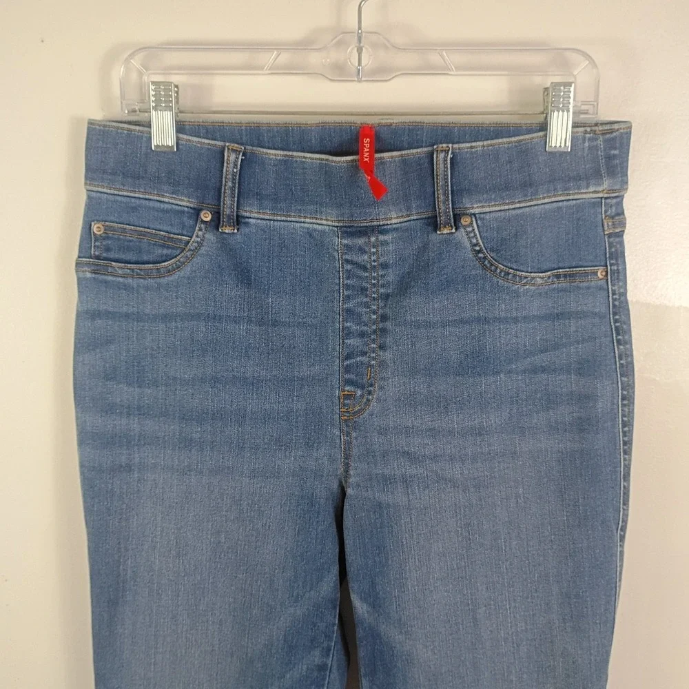 SPANX Everywear Pull-On Flare Jeans Large Vintage Indigo Wash Shapewear Stretch